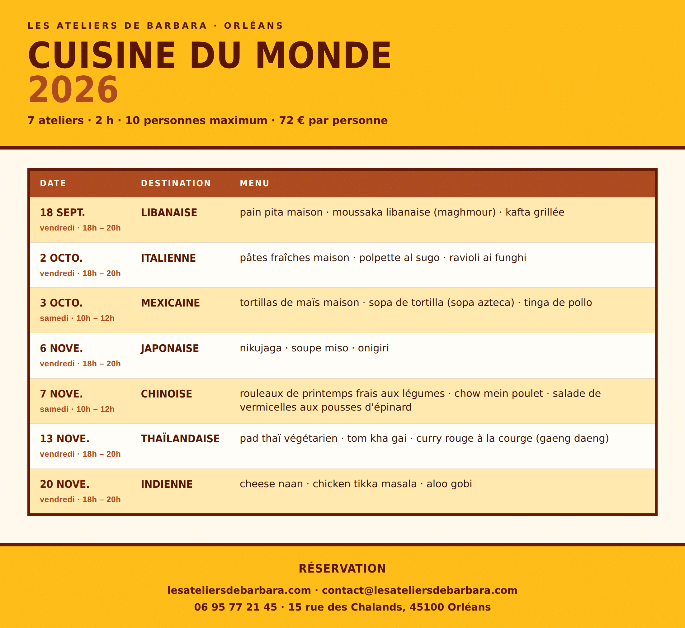 Cours de cuisine du monde à Orléans : une date, un pays – Image 2
