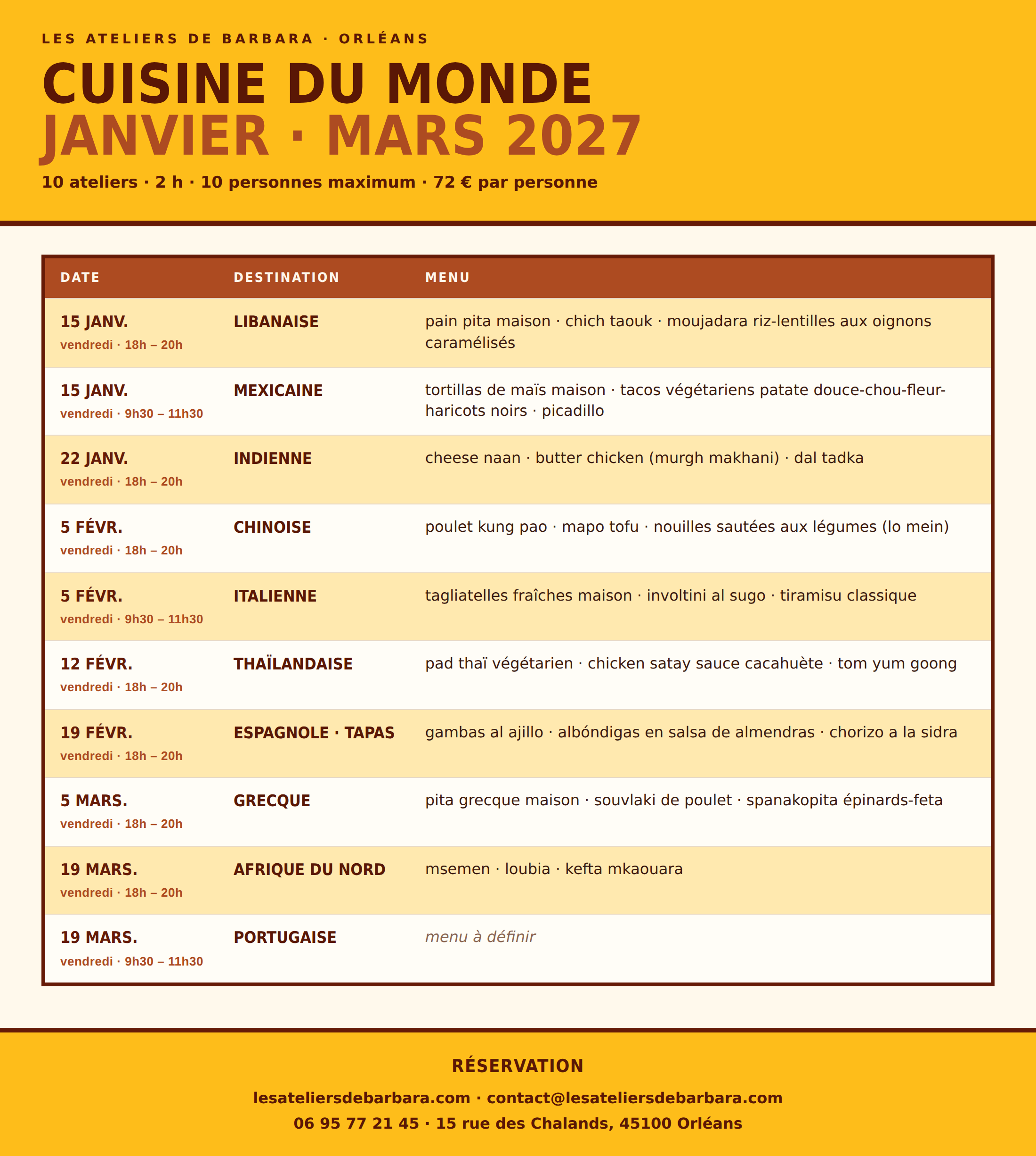 Cours de cuisine du monde à Orléans : une date, un pays – Image 3
